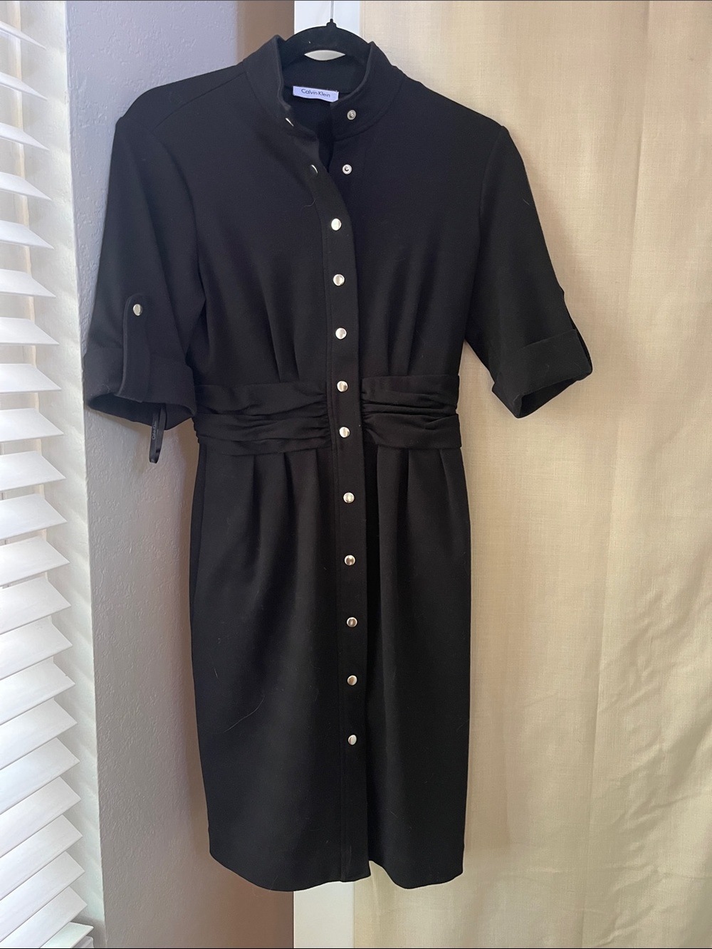 Calvin Klein Black Button-Front Midi Dress